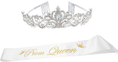 Warmhm 2stücke Hochzeitskronenschärpe Mit Strasssteinen Für Prom Queen Und Abschlussball Kopfschmuck Und Schärpe Set Für Hochzeit Abendparty Bankett Und Andere Besondere Anlässe
