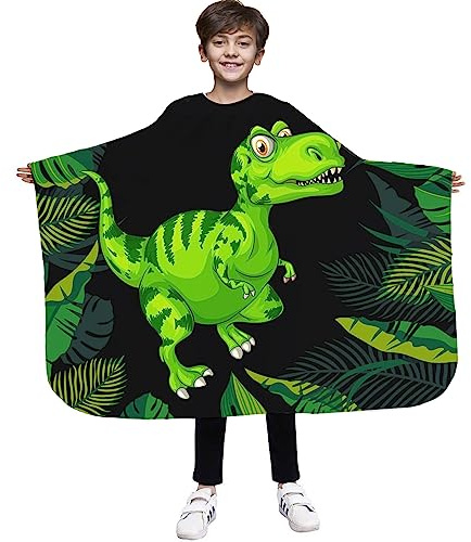 Kinder Friseurumhang für Friseursalon 85x110 cm Professionelle Salon-schürze Schönheitssalon und Heimgebrauch, Bunt, Motiv Dino T-Rex [111]