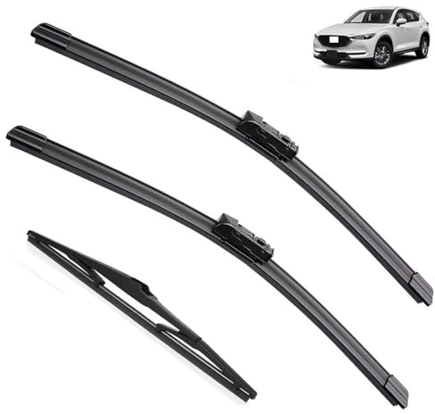 Juego de escobillas limpiaparabrisas compatible con Mazda CX5 CX-5 CX 5 KF MK2 Parabrisas trasero delantero Ventana de limpiaparabrisas 2017 2018 2019 2020 2021 2022 2023(Front Rear,LHD)