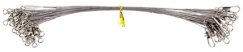 25 cables de pesca de acero inoxidable (20# plateado) con broches y giros, señuelo antimordeduras para lucioperca, lucioperca, lucioperca, lucioperca, accesorios de pesca de agua dulce y salada