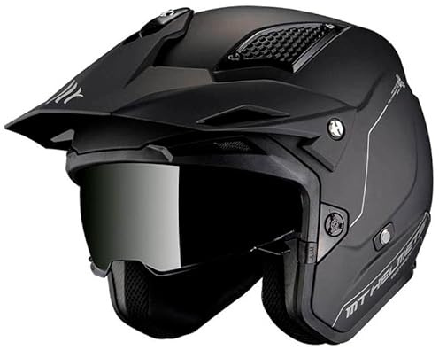 Casco MT District SV Solid Negro Mate | Casco de Moto Jet Trial | Helmets Unisex Hombre y Mujer (S)