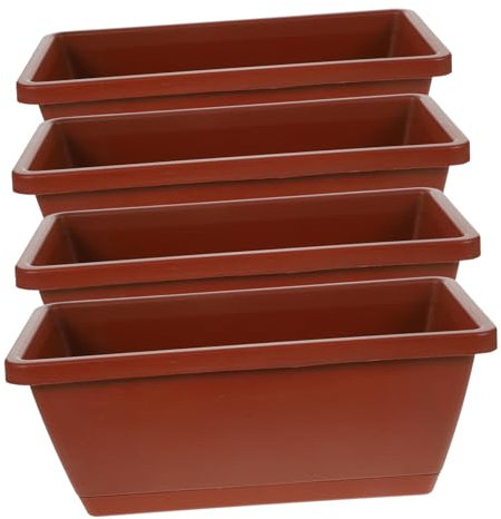 Kisangel 4er-Box Rechteckiger Blumentopf Pflanzgefäße Für Freilandpflanzen Blumentopf Aus Kunststoff Großer Indoor-blumentopf Blumentopf Drinnen Automatisch Plastik Büro Blumendekoration