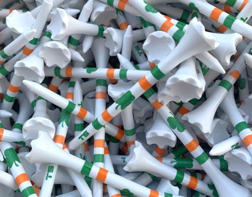 TRUESTRIKE Premium USA Golf Tees – 3¼ or 2¾ Durable Plastic Performance Tees (100 Pack) – Made in USA – Bulk Value Pack - Lucky Irish 3 1/4