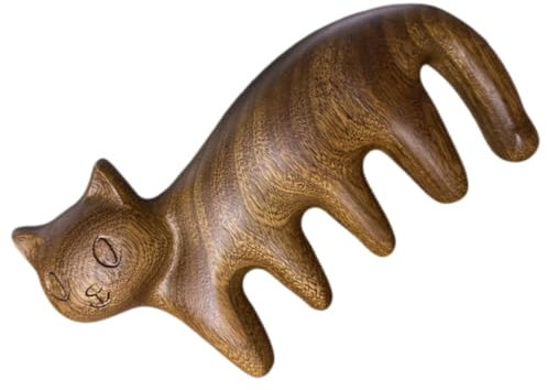 KOMBIUDA Cat Shaped Wooden Comb Scalp Massager Hair Massage Tool for Relaxation and Stress Relief Suitable for Daily Use and Head Care