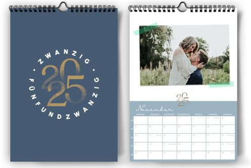 Bastelkalender 2025 A4 Wandkalender selber gestalten|[Blattgold] Kalender als Fotokalender zum Selbstgestalten |Kreativkalender mit Platz zum Einkleben von Bildern