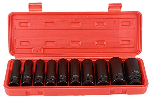 Tuercas para destornillador de impacto de 1/2 pulgada, juego de tuercas para destornillador de percusión de 10 piezas, juego de vasos, llave de vaso, juego de llaves de vaso con adaptador