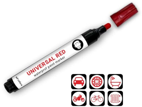 SD COLORS Rot Universal Lackmarkierspitze, 3 mm, kompatibel mit Metall, Stein, Keramik, Glas, Kunststoff, Fahrrad, handgefertigt