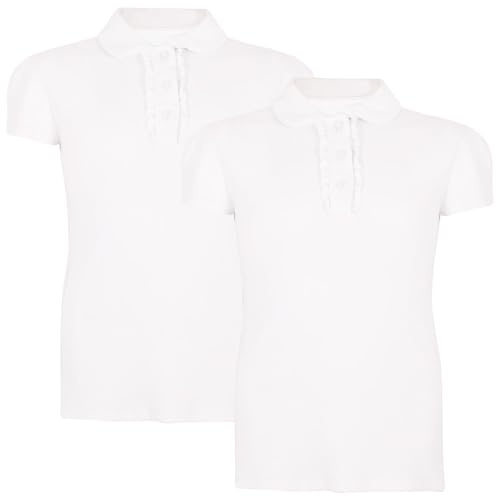 A2Z 4 Kids Mädchen 2er-Pack Einfarbiges Polo Schul - Polo Shirt 562 White 2 Pack 7-8