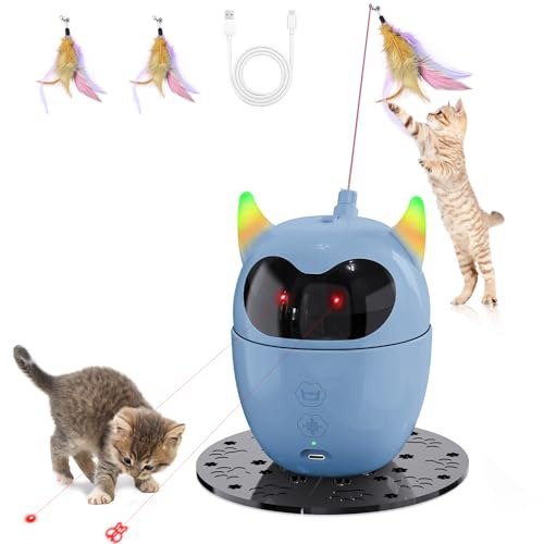 Spessn Interaktives Katzenspielzeug, Automatisches Spielzeug Wiederaufladbares Katzen Roter Punkt Spielzeug, Intelligenz Katzenspielzeug für Katzen/Kätzchen/Hunde (Blau)