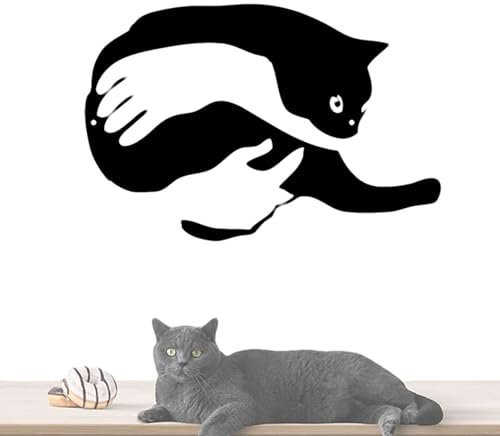 ycezw Metall-Katzen-Wandkunst, Katzen-Silhouette aus Metall – Hug The Cat Gartendekoration im Freien, Gartenstatue für Katzen, Gartendekoration aus Metall, perfekte Dekoration