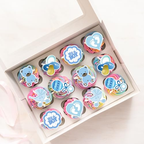 Baby Boy Shower Cupcake Topper, 20 x PRECUT