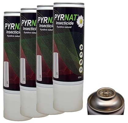 Insecticide à Base de Pyrèthre Végetal en Aérosol 4x400ml, Anti-mouches, Moustiques, Punaise de Lit Efficace et écologique contre les insectes volants et rampants. (4)