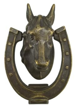 Battiporta battente batacchio in ottone anticato cavallo ferro per portone porta