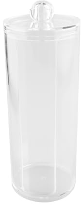 Bojueshaw Single Layer Acrylic Cotton Pads Organiser,Round Swabs Jar,Clear Makeup Storage Box with Lid for Bathroom & Dressing Table