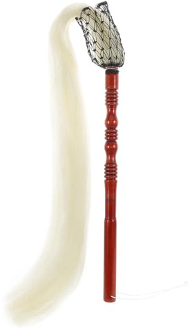 Batidor de Caballo Artificial Taiji 1pieza de Madera y Lino | Práctica y Actuaciones, Agarre Cómodo y Uso Versátil, Estética Tradicional y Diseño Único