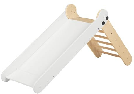 Sunny Bobbie Toboggan Pliable en Bois - Coloris Naturel et Blanc | Structure d'escalade intérieur pour Enfants | Jouets Montessori