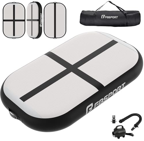 FBSPORT Airtrack Matte, 10/20cm Hoch Verdicken 60CM Tumbling Matte,Gymnastikmatte mit Luftpumpe,Trainingsmatte mit Tragetasche,Turnmatte für Zuhause, Outdoor,Yoga, Übungsgymnastik