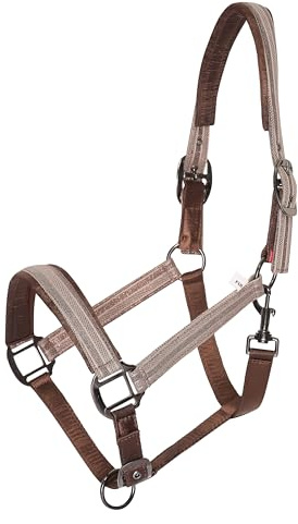 Imperial Riding Halfter IRH-Sparkle – glitzernder Lurex-Besatz, Satin an Nase & Genick, verstellbares Nylonhalfter mit hochwertigen Metallbeschlägen für glamouröse Pferde, Bronze, Pony
