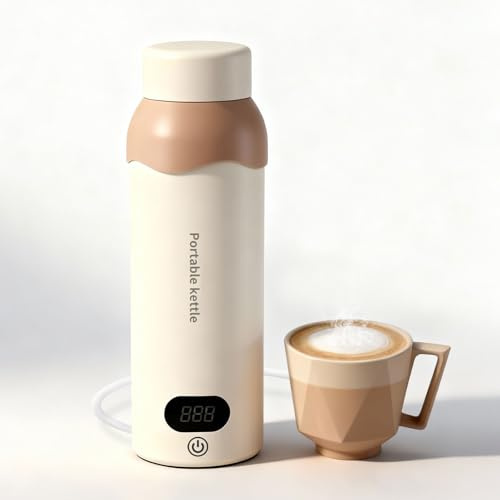Elektrischer Reisewasserkocher Klein 450 mL - 6 Temperatureinstellungen Mini Wasserkocher zum Anschließen Edelstahl 304 Reise Wasserkocher mit automatischer Abschaltfunktion