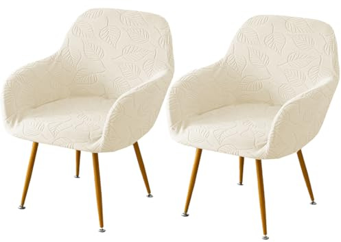 EBETA Stuhlhussen mit Armlehne Stretch Stuhlbezug Abnehmbare Sesselbezug Schonbezug für Esszimmerstühle Stuhlabdeckung Schwingstuhlhussen (Beige, 2 Stück)