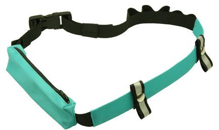 ANDREAS WIPPER Laufgürtel mit Hüfttasche und Gelschlaufen, Startnummernhalter, Startnummerngurt, Startnummernbefestigung, Startnummernband Case Turquoise Edition