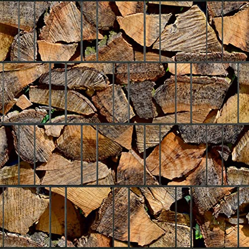 PerfectHD Zaunsichtschutz - Sichtschutz mit Motiv - Sichtschutz Bedruckt - Kaminholz - Polyester Gewebe - 26 m Rolle - 19 cm breit - 32 Motive