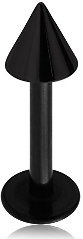 eeddoo Piercing Labret mit Spitze Schwarz Edelstahl