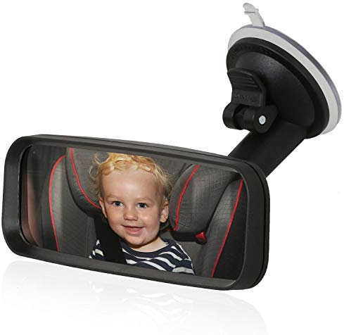Wicked Chili Specchietto retrovisore per passeggero per Il Fissaggio al Parabrezza, con Collo di Cigno (Anti-Vibrazioni, Superficie Specchio: 153 x 45 mm), Colore Nero