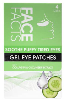 Face Facts - Toppe per occhi in gel sotto gli occhi, lenire gonfi, stanchi, 4 paia