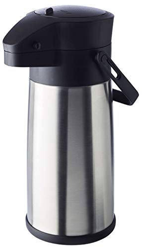 APS Caraffa Termica con pompa – Budget-in acciaio inox e polipropilene, Ø 13,5 cm, altezza: 32,5 cm