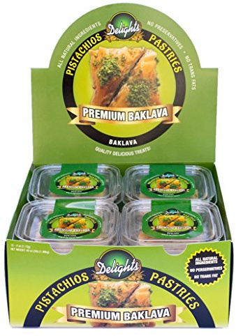 Baklava Pastry Dessert - All Natural Premium Quality Ingredients, Individually Packaged 4 Oz. Serving, 12 Pack - By Pistachios Delights