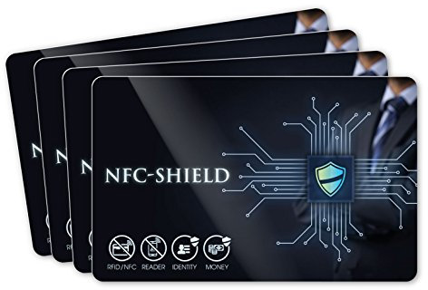 4X NFC Shield Card - RFID & NFC Schutz/Blocker - Made in Germany - Schützt das gesamte Portmonnaie & Kartenetui mit Ihren EC und Kreditkarten - Nie Wieder RFID Schutzhüllen notwendig
