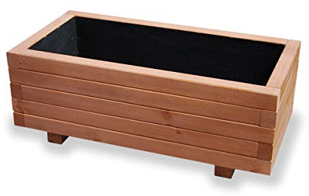 alfalux Hochbeet 80 x 40 x 30H cm Blumenkasten aus Holz Pflanzkübel Garten Balkon Terrasse Pflanzkasten Nuss Braun 80KAN4030NU