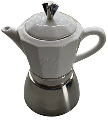 monkano Herdkocher Espressokocher Florenz Porzellan-Edelstahl Induktion 8/4 Tassen