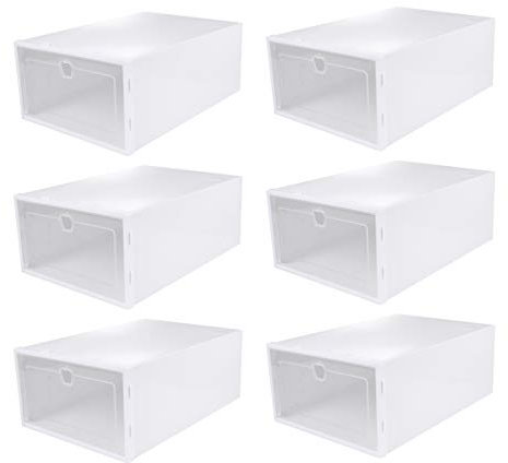 Cabilock 6pcs Scatole Per Scarpe Trasparenti Impilabili, Organizer Antipolvere in Plastica, Scarpiera Salvaspazio, Scatole Porta Scarpe (Telaio Casual)