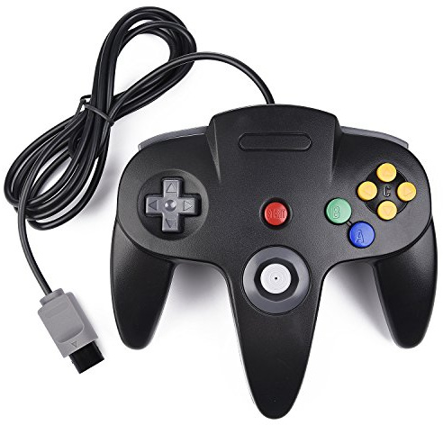 miadore N64 Classic Controller, Retro N64 64-bit Remote Gamepad Joystick para consola N64 sistema de videojuegos (negro)