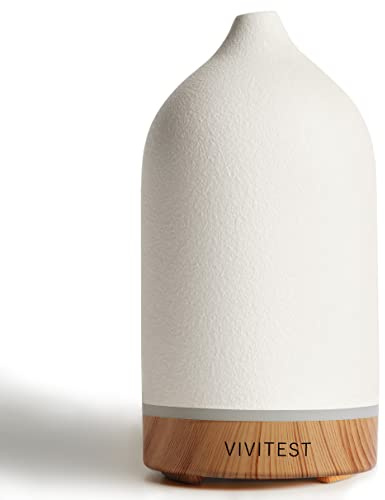 VIVITEST 200ML Ceramic Essential Oil Diffuser,Stone Essential Oil Diffuser,Ultrasonic Aromatherapy Diffusers for Home