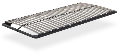 i-flair Lattenrost 90x200 cm Ortho Lattenrahmen mit 28 Federholzleisten und Mittelgurt, Stabiler Stahlrahmen für alle Matratzen geeignet