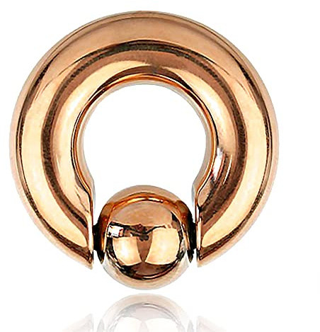viva-adorno Piercing BCR Spring Ball Closure Ring Intimpiercing Klemmring Chirurgenstahl 316L Clip in Pop out XXL rosegold Z553, 6 x 16 x 10mm
