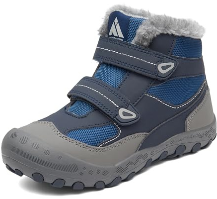 Mishansha Stivali da Neve Bambino Scarponcino Inverno Ragazzi Ragazze con Imbottitura Calda Stivaletti Trekking Escursionismo Antiscivolo Outdoor Scarpe Invernali Morbidi Comode, Blu Denim 31 EU