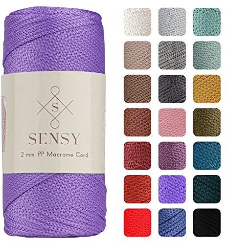 S Sensy - Flieder 2MM Premium Polypropylen Makramee-Kordel, 200g, 230m