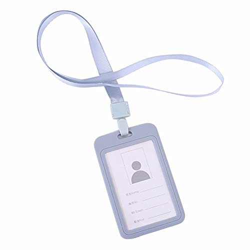 ihreesy Ausweishalter Kartenhülle,Transparent Ausweishülle mit Clip ABS Hartplastik Ausweishülle ID Badge Holder Kartenhalter für 2 Karten,86mm x 64mm,Grau