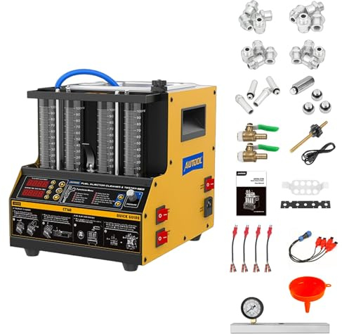 AUTOOL 220V Kfz Kraftstoffinjektor Reiniger & Tester, 4 Zylinder Kraftstoffinjektor Ultraschall Reinigungsmaschine Flüssigkeitsheizung für Motorradfahrzeuge