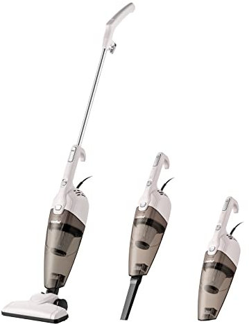 COMFEE' CCS2160RE Scopa Elettrica, Aspirapolvere Verticale Leggero 3 in 1 con Filo, Senza Sacco, Ottimo Sistema di Filtrazione Centrale, Per Auto,Casa,Cucina,Peli, Marrone e Grigio