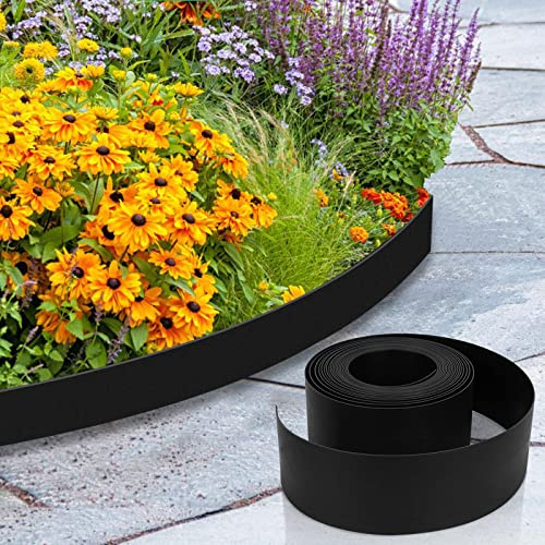 Vigevee Bordure de pelouse en plastique - Facile à utiliser - Rouleau de bordure de parterre - Pour chemins, délimitations, chemins de gravier - Bordure de parterre de fleurs invisible - Longueur :