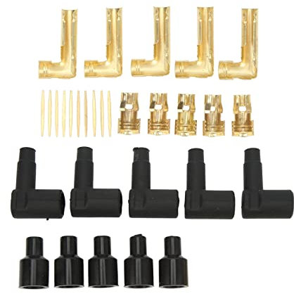 Zündkerzenstecker-Anschlusssatz, Zündkerze Spulenmanschette, 90-Grad-Zündkerzenstecker aus Gummi, HEI-Verteiler und Spulenstecker, für 6-10-mm-Kabel, Set mit Zündkerze, Zündkerzen-Boot-Terminal-Kit