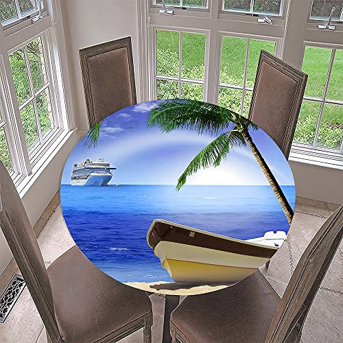 Lukery Tovaglia Rotonda Lavabile, Tovaglia Antimacchia Antivento, Palme Tovaglia Durevole Tovaglie per Protezione Tavolo, per Casa, Ristorante, Partito (Carriole,Diametro 160 cm)