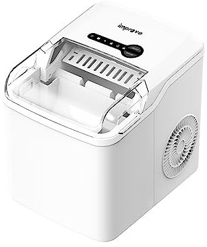 Macchina per il Ghiaccio IMPMG1000GS, 150W, Serbatoio 1,3L, Capacità Cestello 400g, Finestra Trasparente,Programma pulizia, Improve