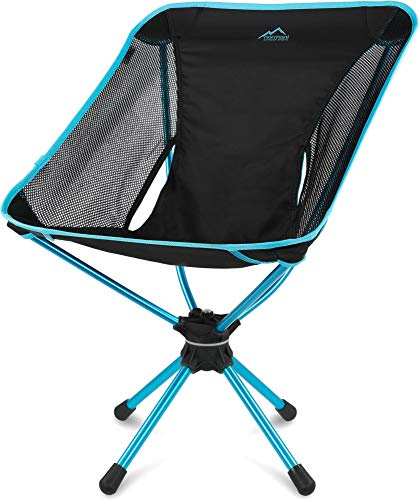 normani Campingstuhl Drehstuhl 360-Grad-Drehung Faltstuhl mit Drehgelenk und Netzfutter Anglerstuhl Belastbarkeit 120 Kg/Gewicht: 1116 g Blau OneSize