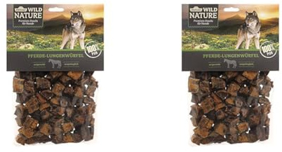 Dehner Wild Nature Hundesnack, Pferde-Lungenwürfel, naturbelassen, 200 g (Packung mit 2)